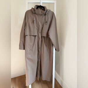 LL Bean Hooded Trench Coat Removable Wool Liner